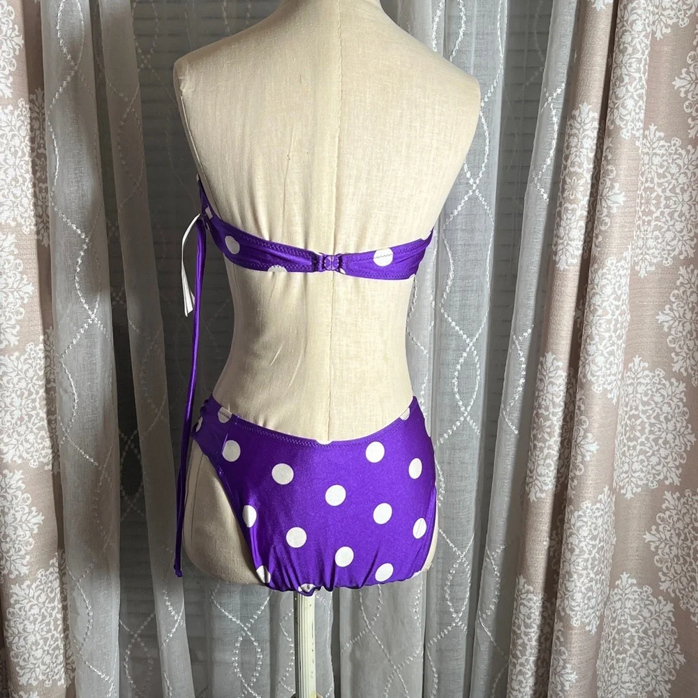 Gottex NWT Purple Polka Dot Bikini - Size 12 - Stunning & Flattering! - Picture 3 of 13